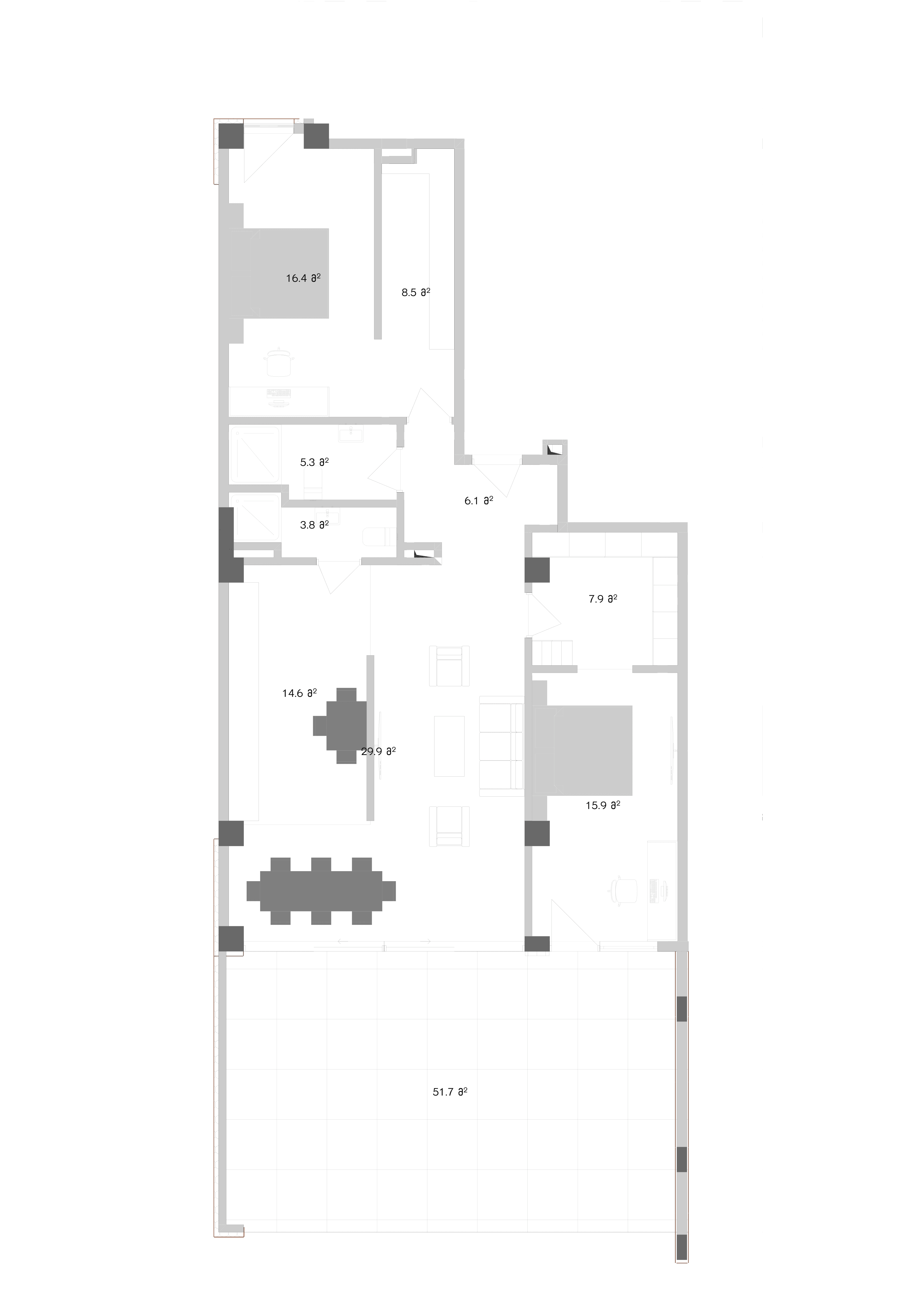 2 საძინებლით + ეზო 04