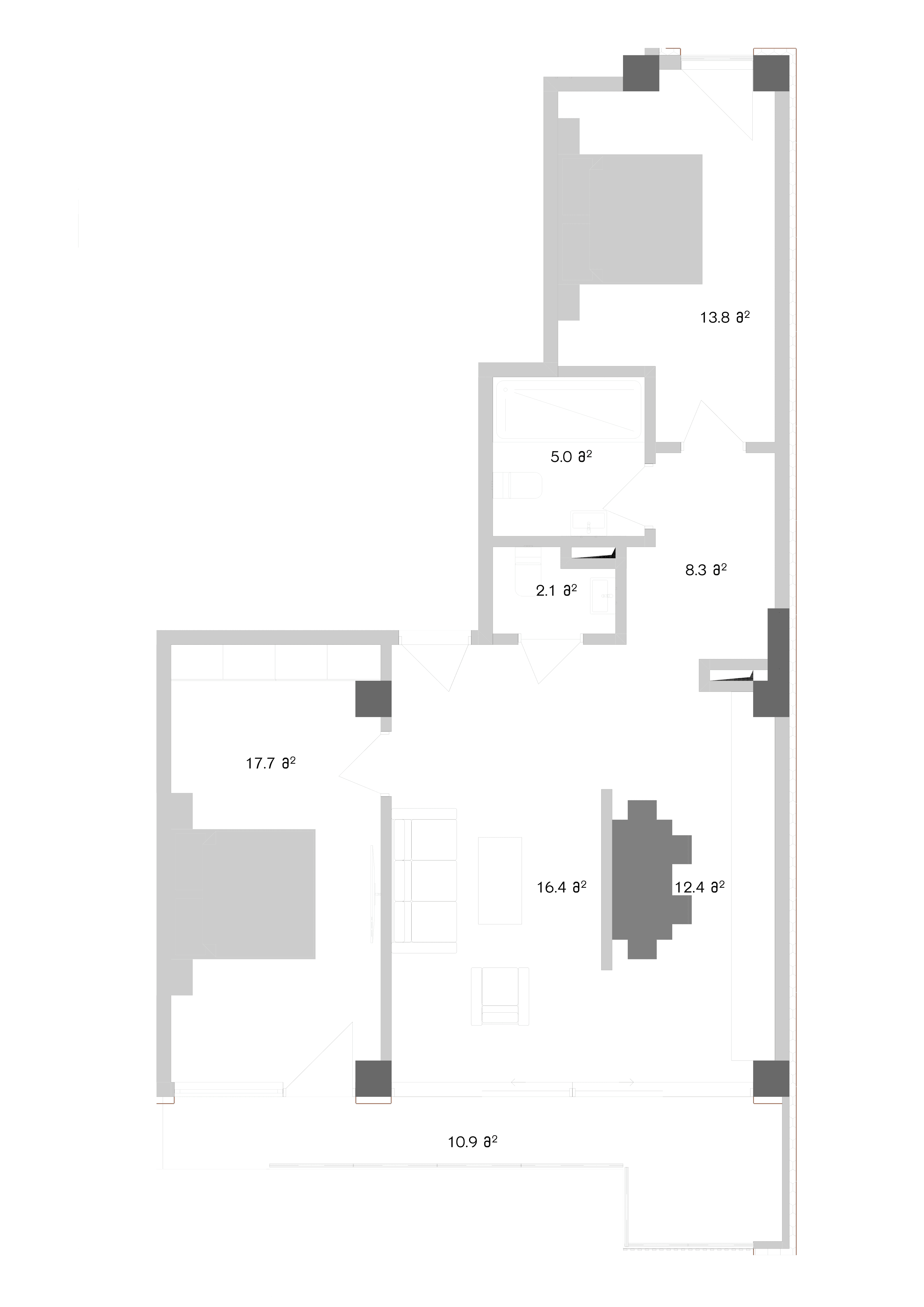 2 საძინებლით + ეზო 07