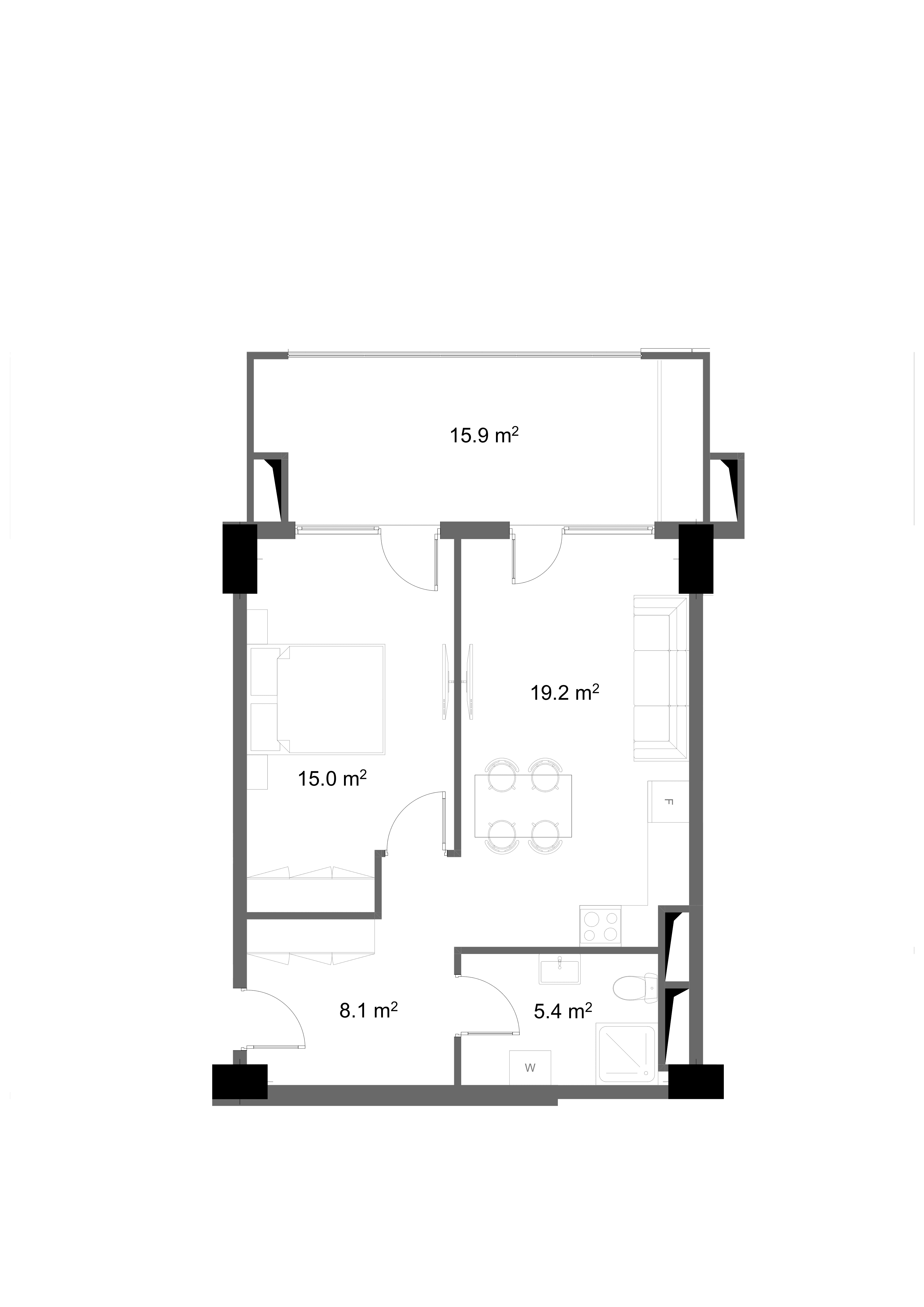 1 საძინებლით 1004