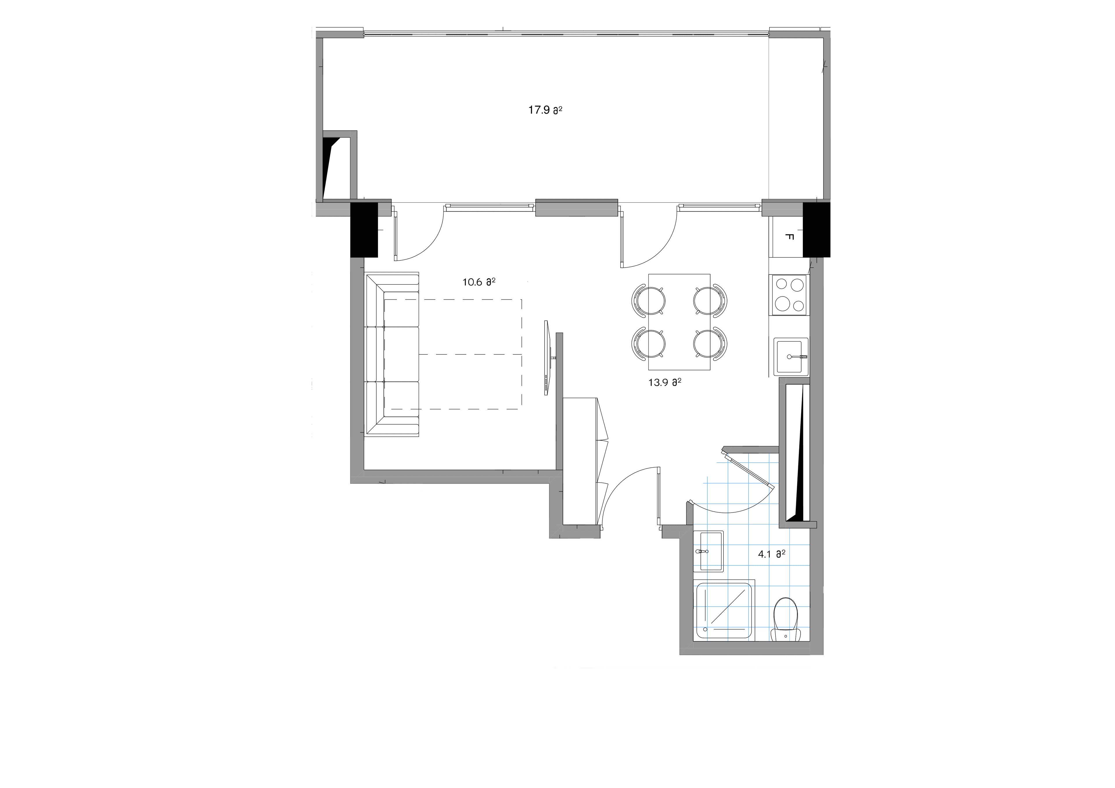 სტუდიო floor plan