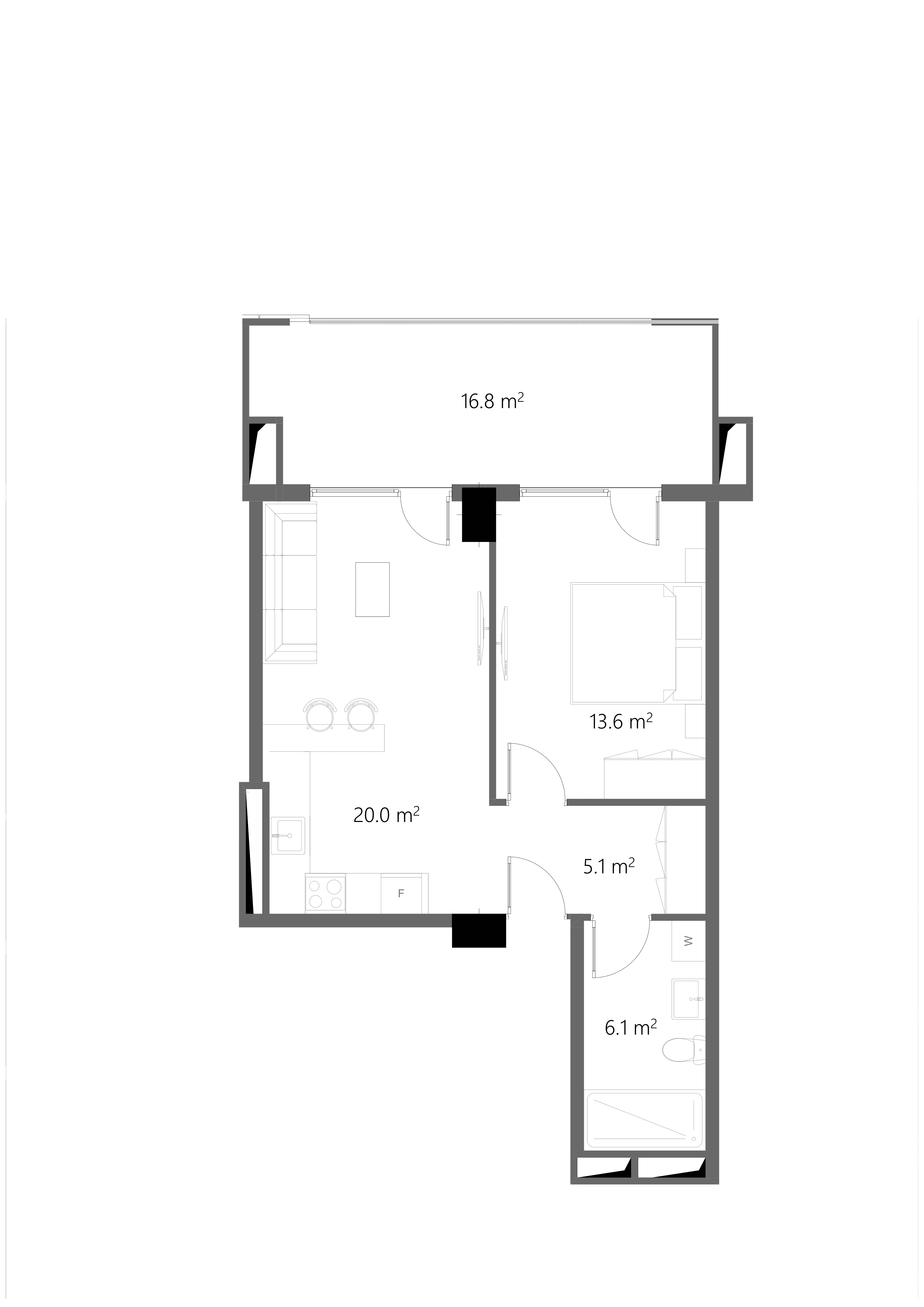 1 საძინებლით 1112