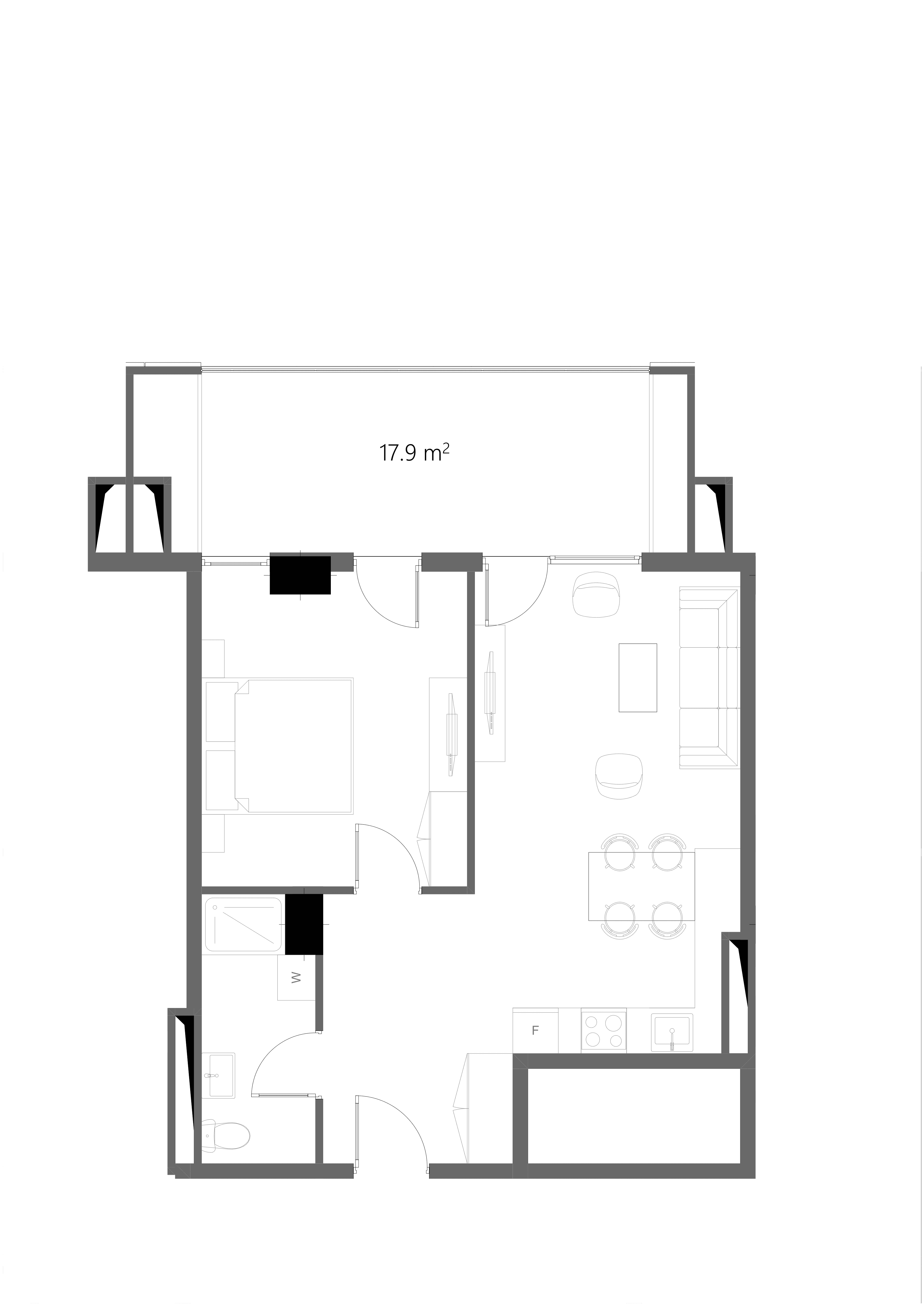 1 საძინებლით 1115