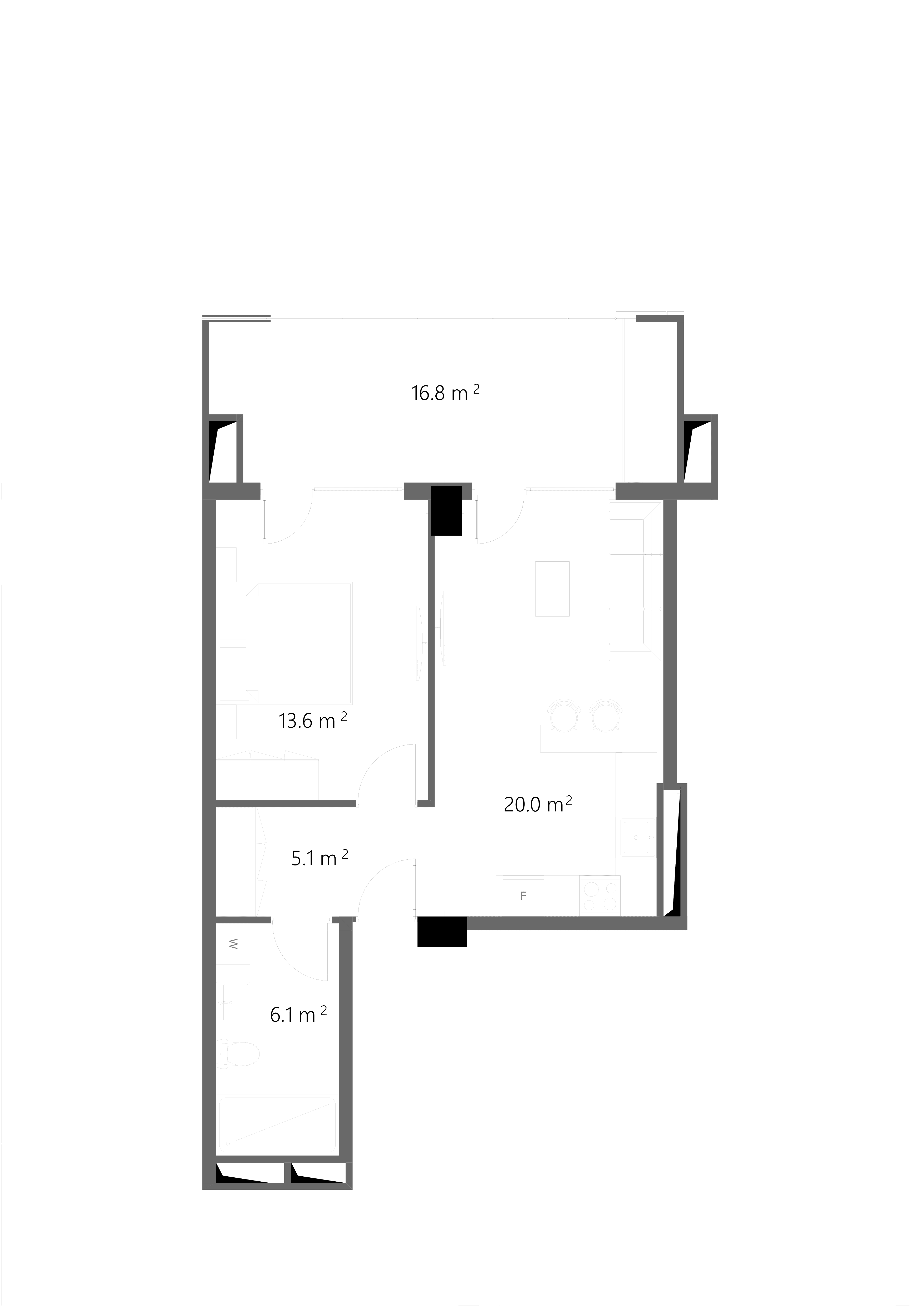 1 საძინებლით 1209