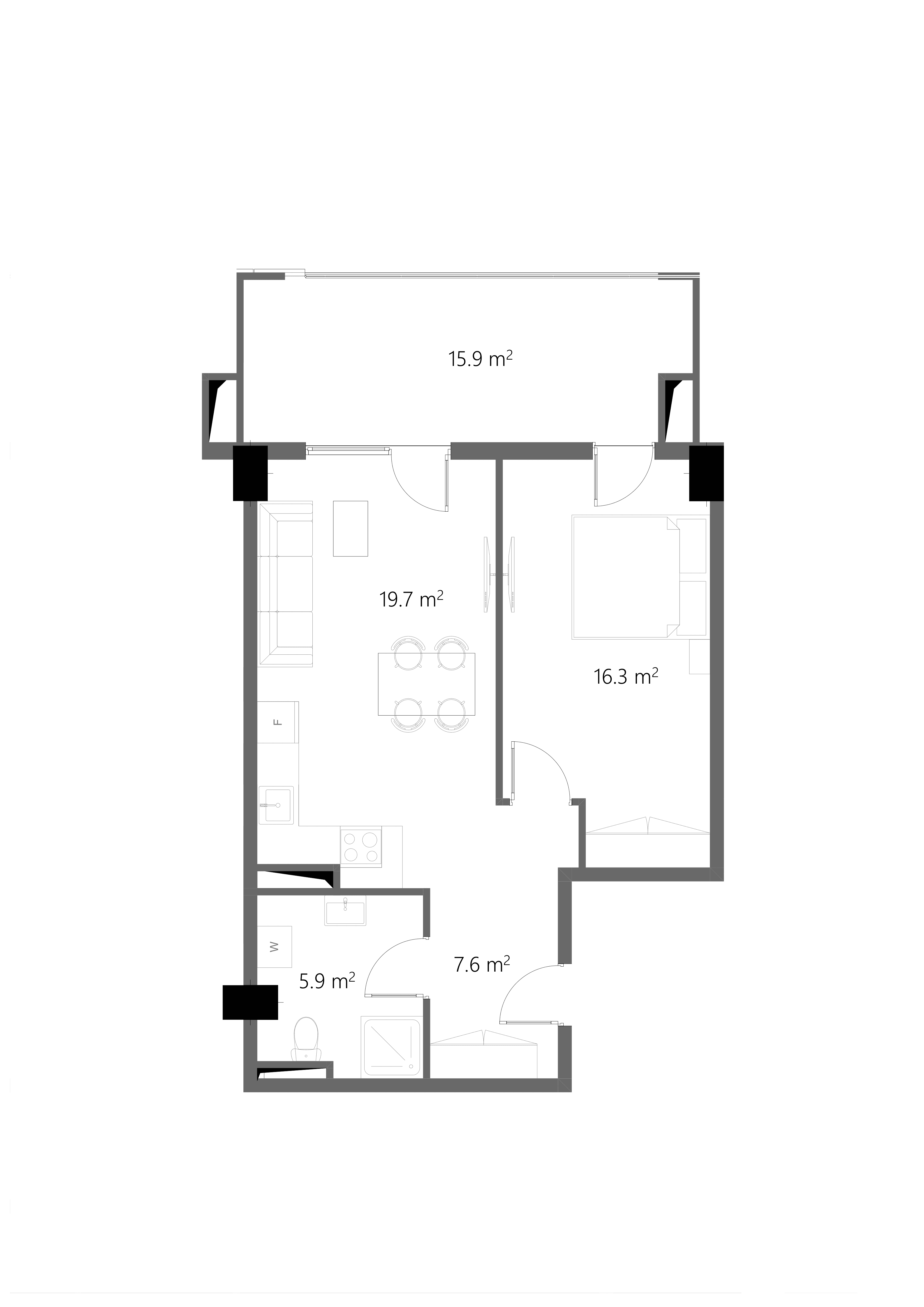 1 საძინებლით 1219