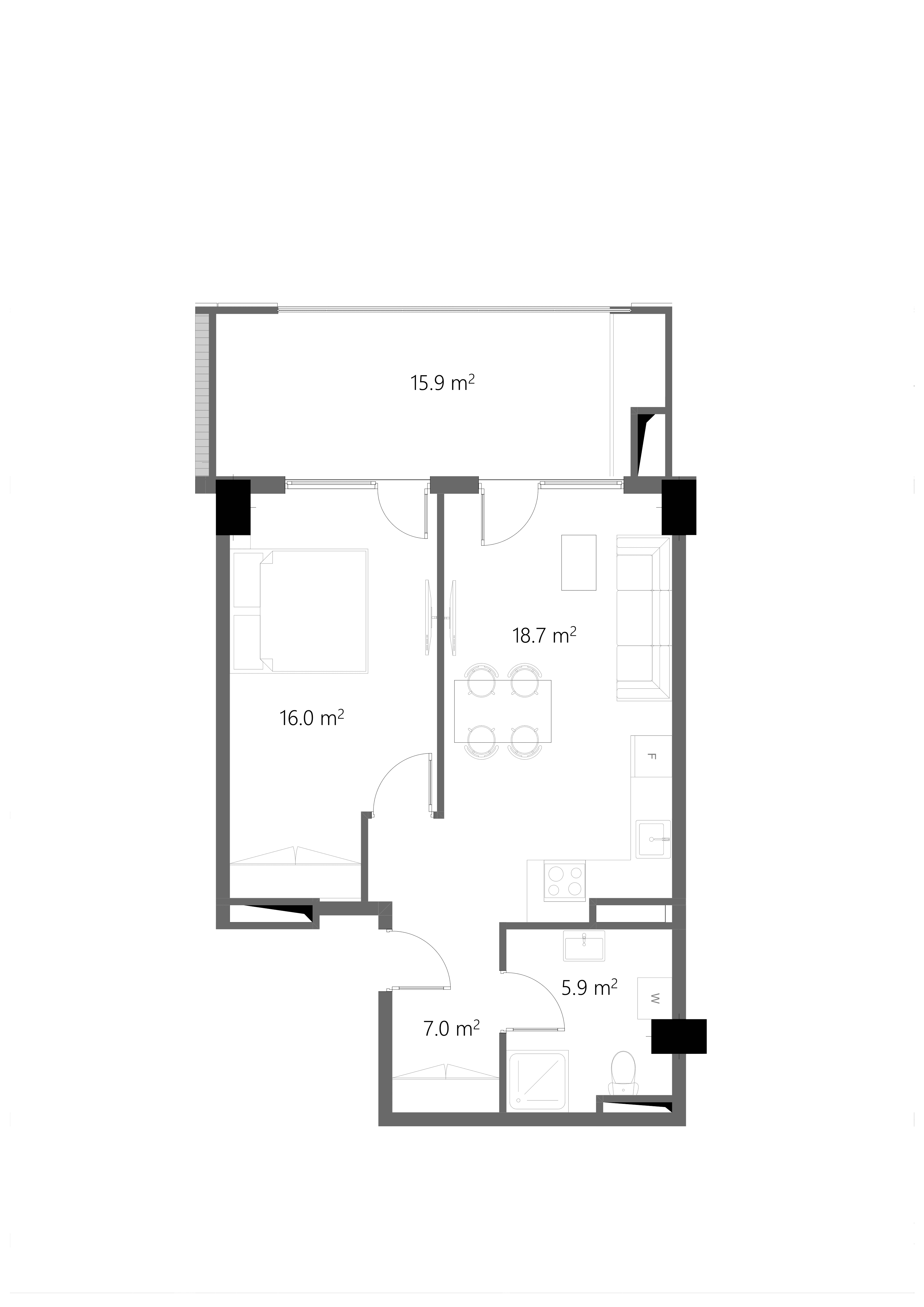 1 საძინებლით 1220