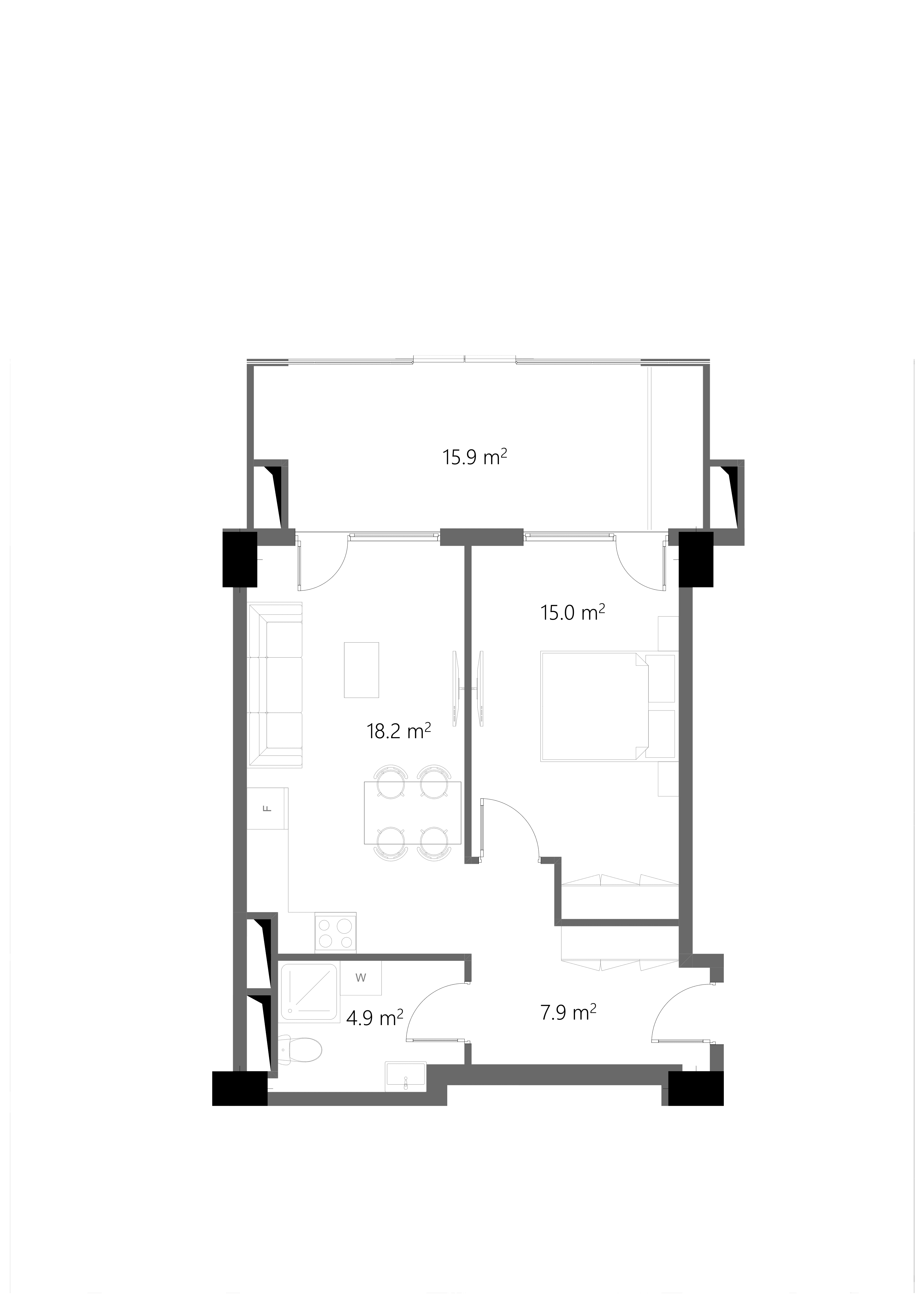 1 საძინებლით 1403