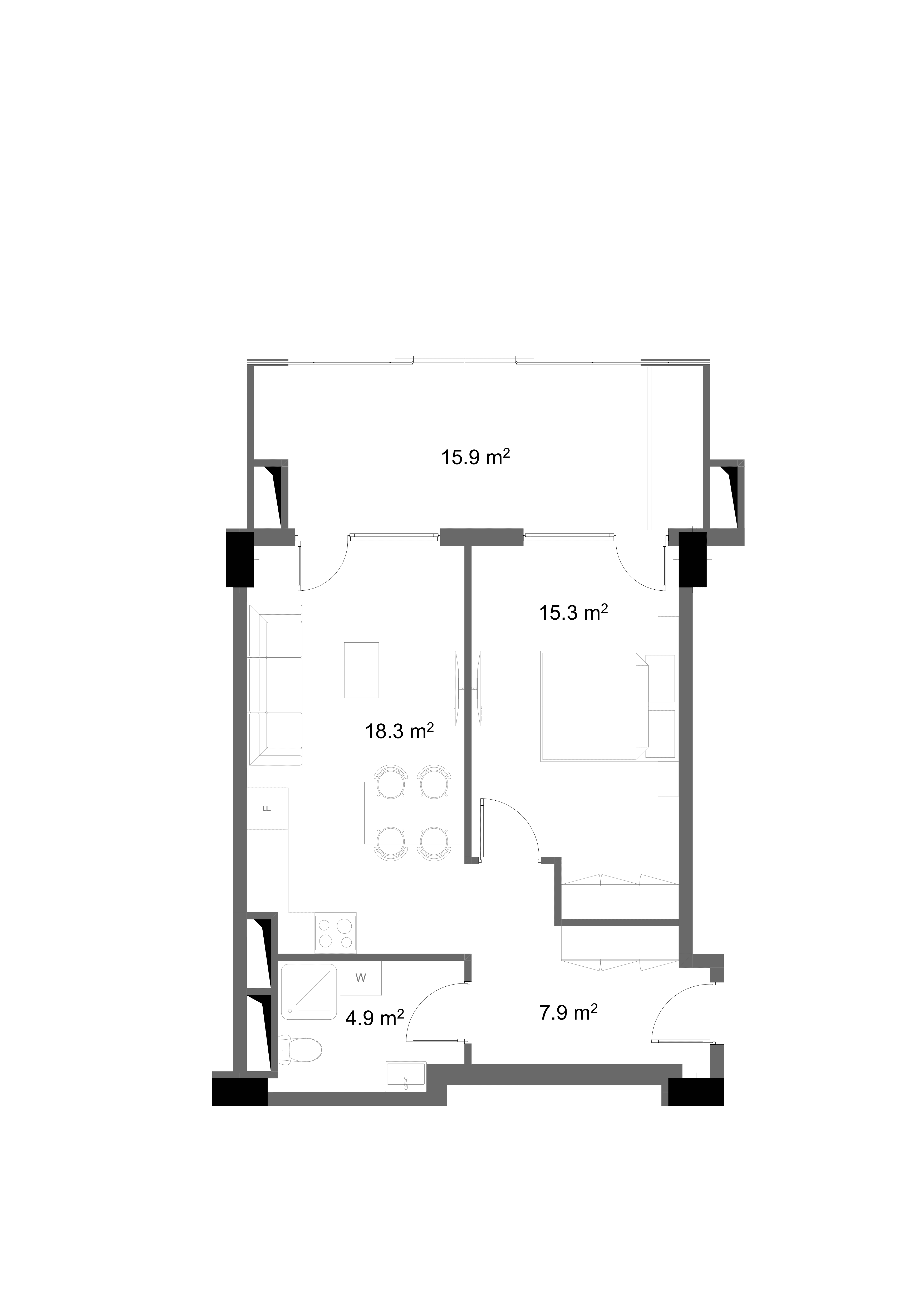 1 საძინებლით 2103