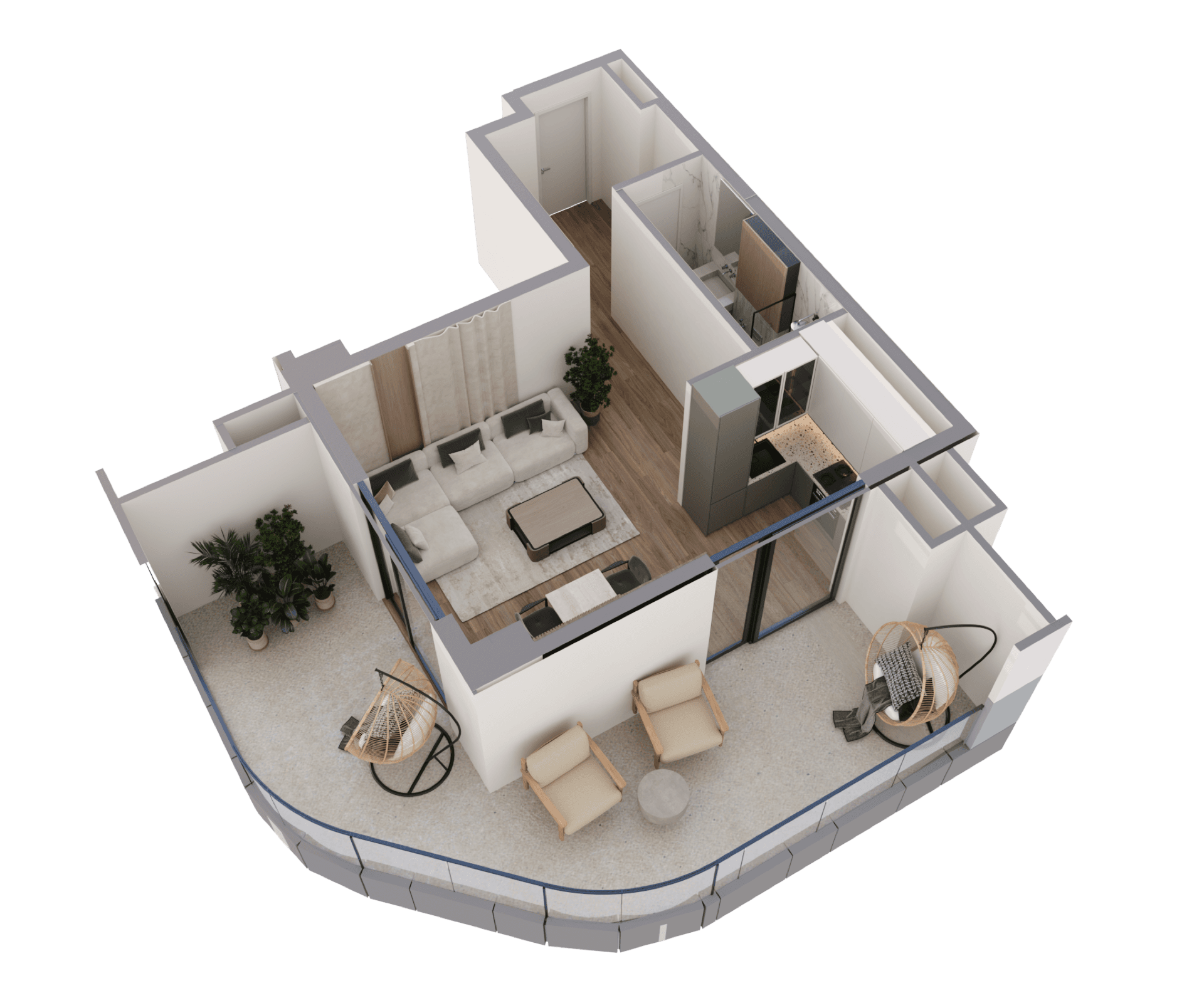 სტუდიო კუთხის 3D render