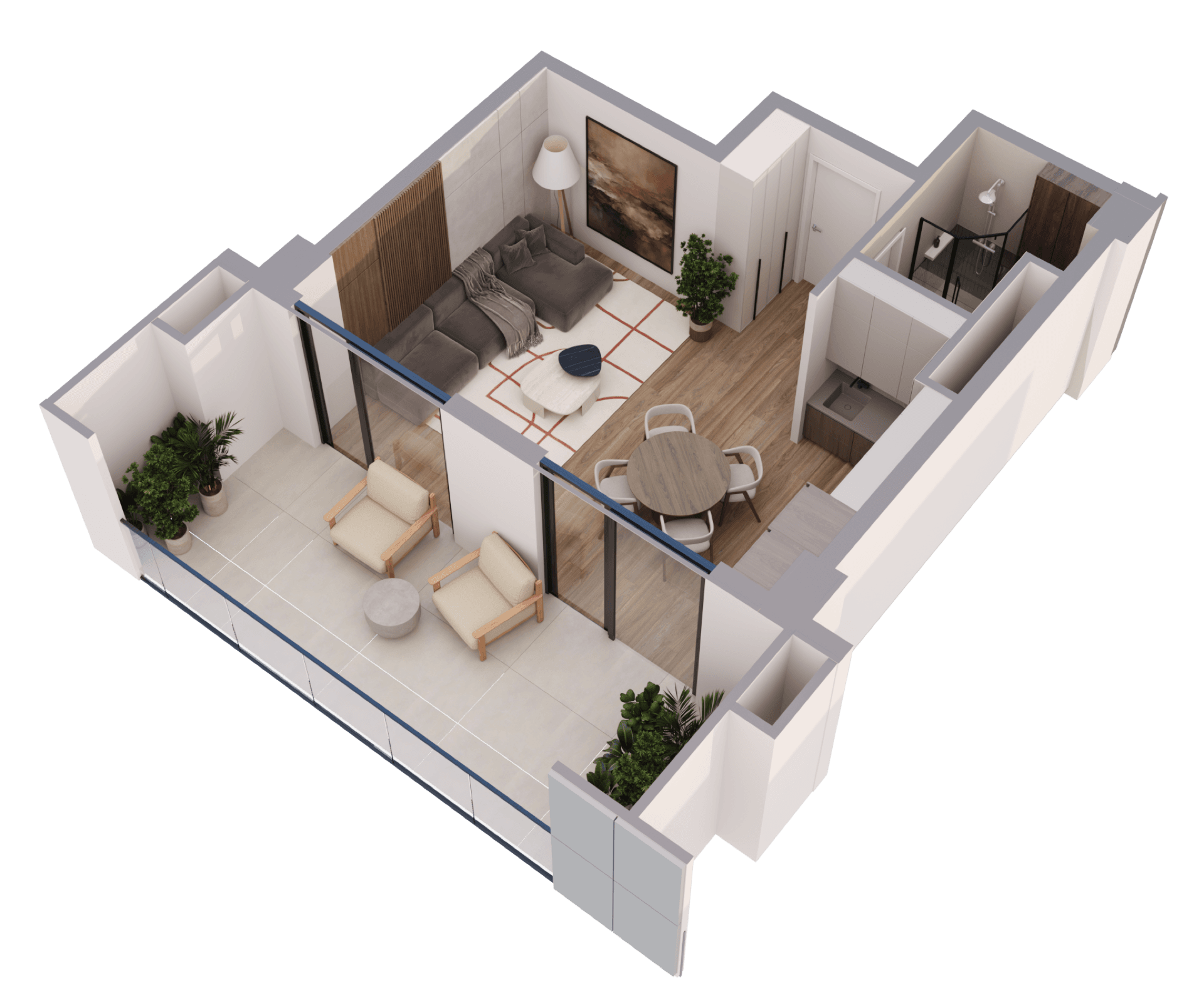 სტუდიო apartment 1107a — 3D render