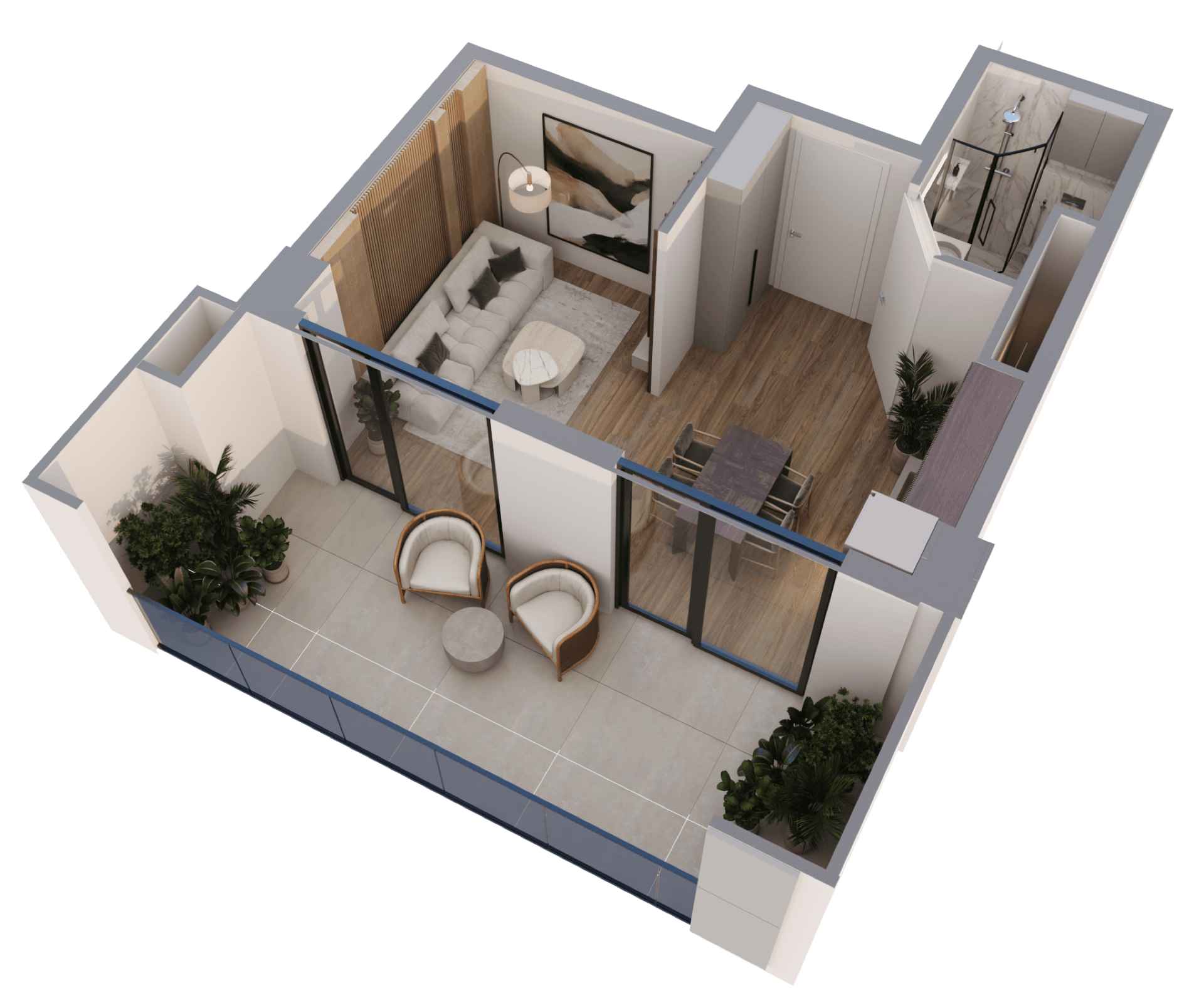 სტუდიო apartment 1116a — 3D render